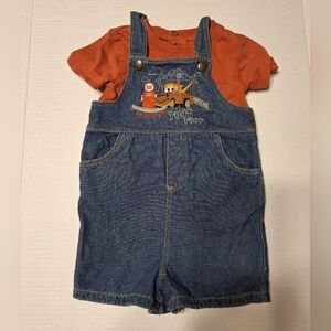 Disney Parks Cars Tow Mater Toot Toot child 18M One Piece Shortalls Denim Style